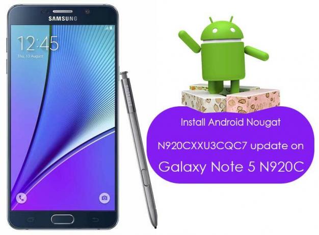 התקן את Galaxy Note 5 אנדרואיד נוגט N920CXXU3CQC7 קושחת SM-N920C
