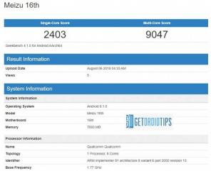 Το Meizu 16 GeekBench Score φαίνεται εντυπωσιακό και αποκαλύπτει μνήμη RAM 8 GB