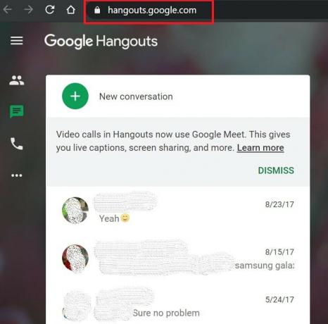 Konverzácie Google Hangouts