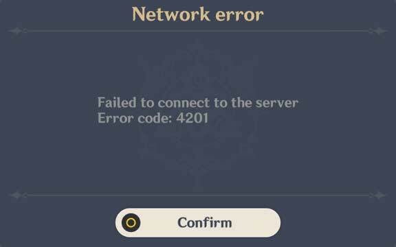 Сервер не может подключиться к Интернету, код ошибки 4206 genshin