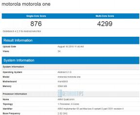 A Motorola One Markes bejegyzése a GeekBench-en: Első motorkészülék, amely egy rovatot jelent