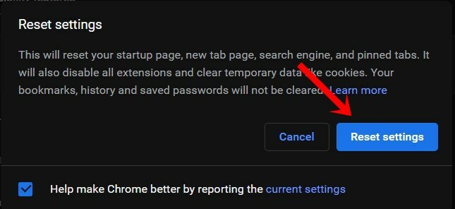 obnovit nastavení Google Chrome