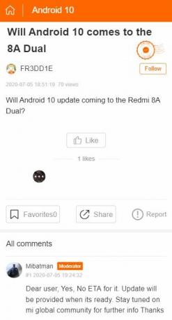 redmi 8a dual android 10 oppdatering kommer snart
