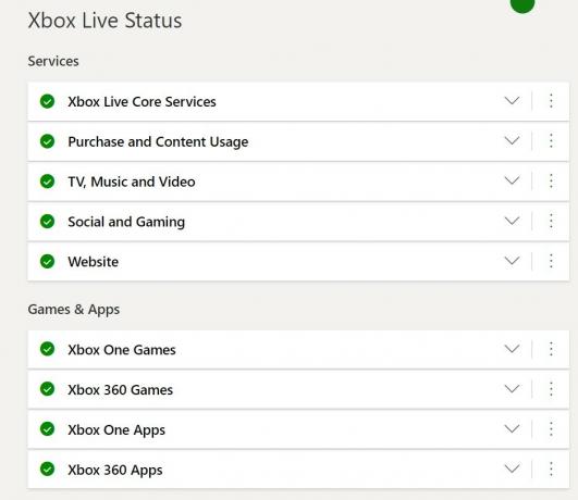 Xbox लाइव स्थिति