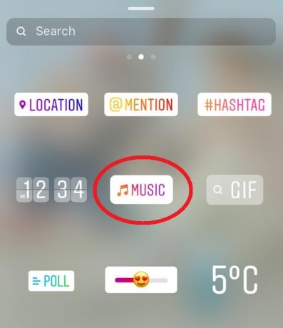 Musik Sticker indstilling på Instagram Story