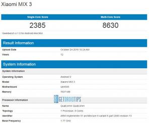 Xiaomi Mi Mix 3 GeekBench-liste spottet inden frigivelse