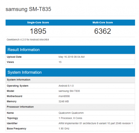 Samsung Galaxy Tab S4 Snapdragon 835 Geekbench'te göründü