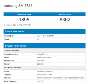 Samsung Galaxy Tab S4 Snapdragon 835 muncul di Geekbench