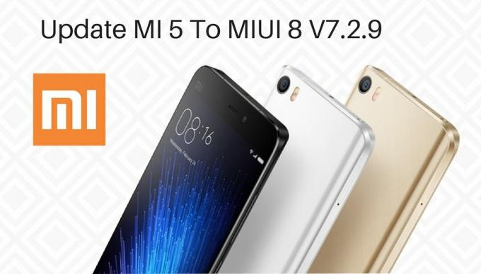 MIUI 8 v7.2.9-oppdatering for Mi 5