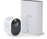 Image du système de caméra CCTV Arlo Ultra Smart Home Security | Wi-Fi sans fil, alarme, rechargeable, Vision nocturne couleur, intérieur ou extérieur, 4K UHD, audio bidirectionnel, projecteur, vue à 180 °, 1 kit caméra, VMS5140, blanc