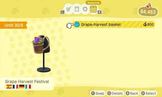Como obter a cesta da colheita da uva em Animal Crossing New Horizons