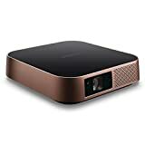Žaidimų, šeimos ir namų pramogų „ViewSonic M2 Full HD“ nešiojamasis LED projektoriaus vaizdas su „WiFi Bluetooth“ ir „Harman Kardon Audio“ - metalinė bronza