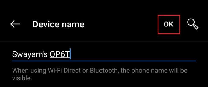 skift telefonnavn på Android