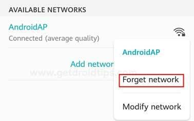 „Huawei WiFi Forget Network“