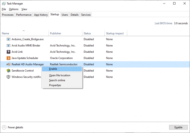 „Windows“ paleisties nustatymuose įgalinkite „Realtek HD Audio Manager“
