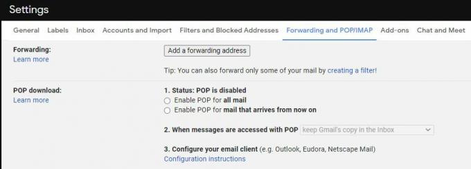 e-posta yönlendirme seçeneği