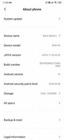 atualização do black shark 2 android 10 joyui 11