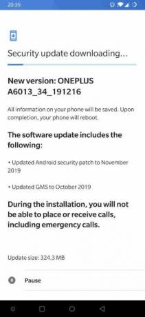 T-Mobile OnePlus 6T recebeu atualização de patch de segurança em novembro de 2019