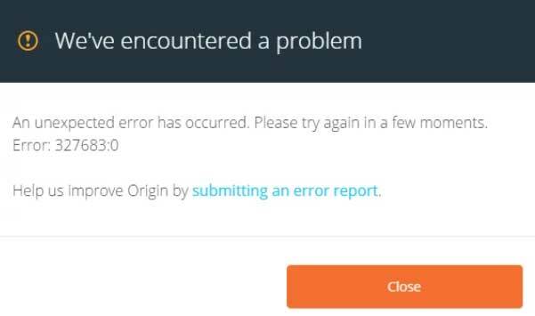Hoe Origin Error Code 327683: 0 te repareren
