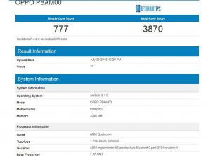 Το Oppo PBAM00 κάνει τη δεύτερη εμφάνισή του στο GeekBench