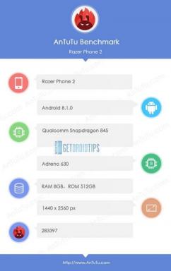 Razer Phone 2 ANTUTU Benchmark revela almacenamiento, GPU y pantalla masivos