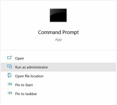 Start kommandoprompt på Windows 10