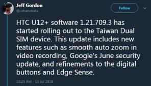 HTC U12 प्लस नया अपडेट 1.21.709.3 जून 2018 लाता है सुरक्षा पैच और कैमरे के लिए ऑटो ज़ूम फीचर