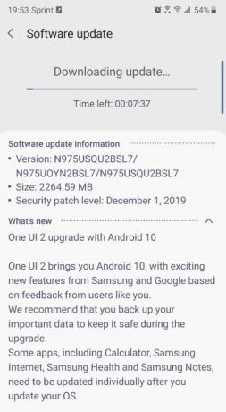تحديث Android 10 مع One UI 2.0 لـ Sprint Galaxy Note 10