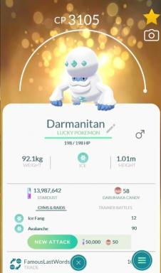 Galarian Darmanitani parimad liikumisraamid Pokémon Go'is