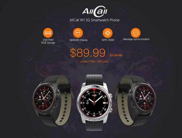 [Bästa erbjudande] AllCall W1 3G Smartwatch till rabatterat pris