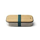 Immagine di Black + Blum Sandwich Box | Set di contenitori per pranzi o snack in acciaio inossidabile e bambù naturale, ideali per il cibo in movimento, oceano piccolo