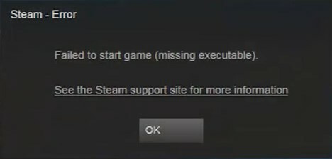 إصلاح خطأ تشغيل Steam - فشل بدء اللعبة (مفقود قابل للتنفيذ)