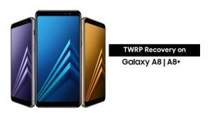 Šaknis ir įdiekite TWRP atkūrimą „Samsung Galaxy A8 Plus 2018“