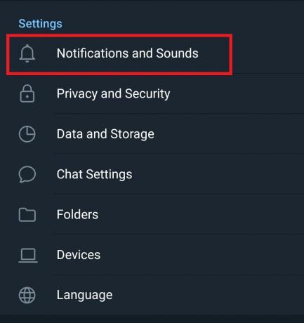 Notificaciones y sonido de Android Telegram