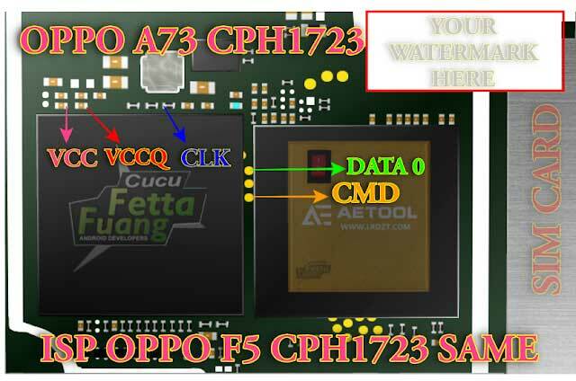 Oppo A73 ISP PinOUT לאיפוס קשה / עקיפת FRP [CPH1723]