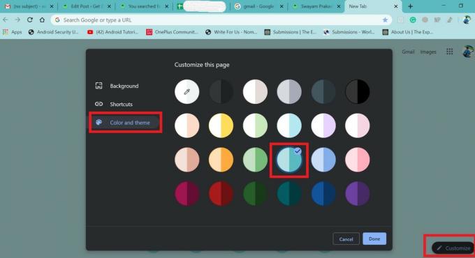 Tilpas Google Chrome med valg af farve
