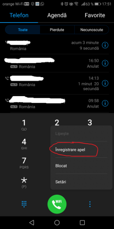 Registros de llamadas de la aplicación Huawei Phone