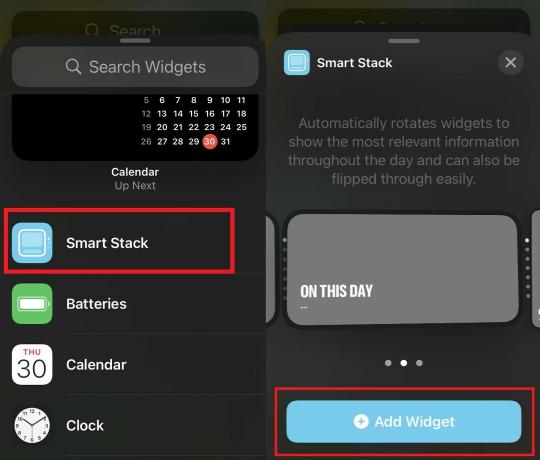 Přidejte widget Smart Stack
