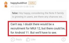 Xiaomi Redmi Note 9 Android 11 värskenduste jälgija