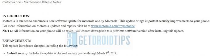 Το Moto One λαμβάνει την ενημέρωση ασφαλείας του Μαρτίου 2019