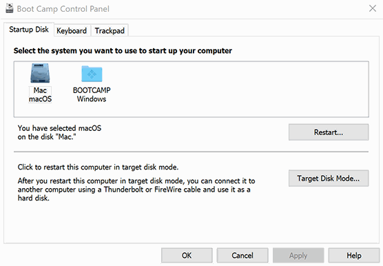 Kør Windows Softwares på macOS bootcamp-indstillinger