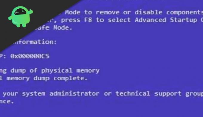 Cómo reparar el error de detención de pantalla azul de Windows 0X000000C5
