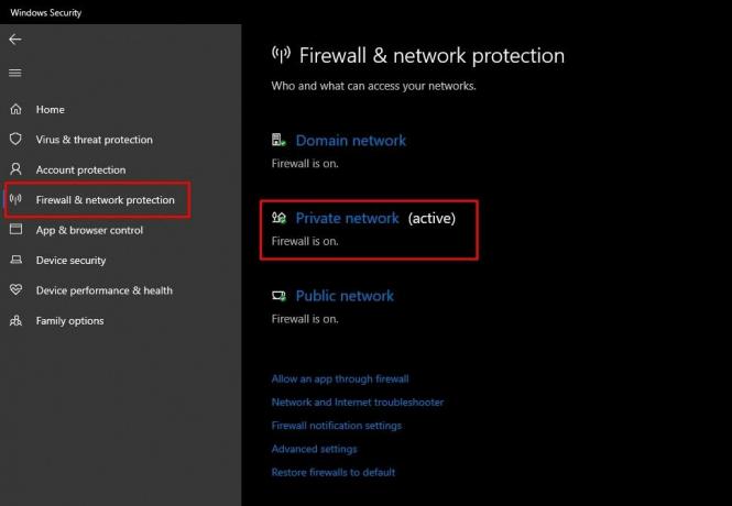 Configurações do Firewall do Windows 10