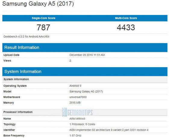 סמסונג גלקסי A5 2017 אנדרואיד 9.0 פאי עדכון