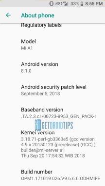 September 2018 Sikkerhedsopdatering til Xiaomi Mi A1 er nu tilgængelig