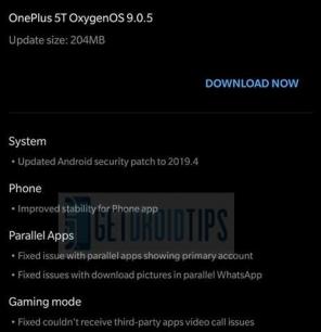 OxygenOS 9.0.5 pro OnePlus 5T nyní přichází se zabezpečením z dubna 2019 [Stáhnout OTA]