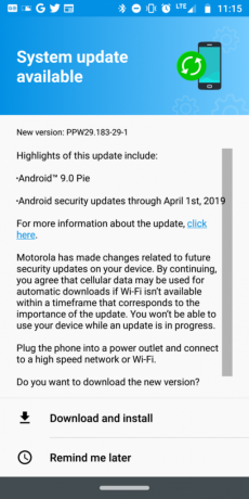 Motorola Z3 Play-update