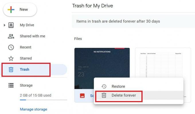 kosongkan sampah Google Drive untuk menghapus Google Sheet secara permanen