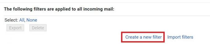 „Gmail“ žiniatinklyje sukurkite naują filtrą, kad užblokuotumėte šlamšto el. Laiškus