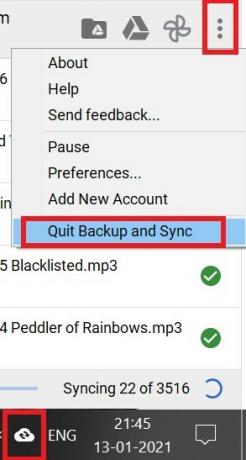 قم بإنهاء Google Drive Backup Sync